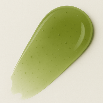 Textur des tigoderm Green Balance Waschgels: Grünes, moussierendes Gesichtswaschgel mit Hyaluron und Grüntee-Extrakt.