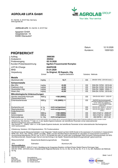 tigofem Frauenmantel Kapseln – Starter (80 Kapseln, Glasflakon)